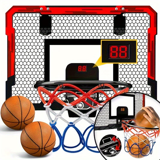 Kids Indoor Basketball Hoop Mini Hoop w/ Electronic Scoreboard & 2 Balls