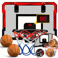 Kids Indoor Basketball Hoop Mini Hoop w/ Electronic Scoreboard & 2 Balls