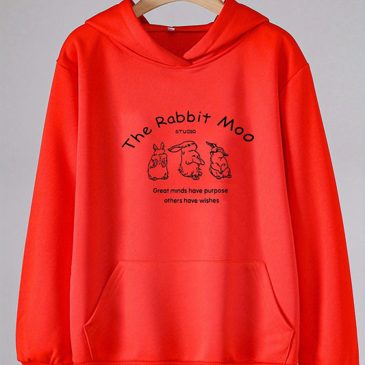 Girls Cartoon Rabbits Hooded Sweatshirt for Spring/Autumn