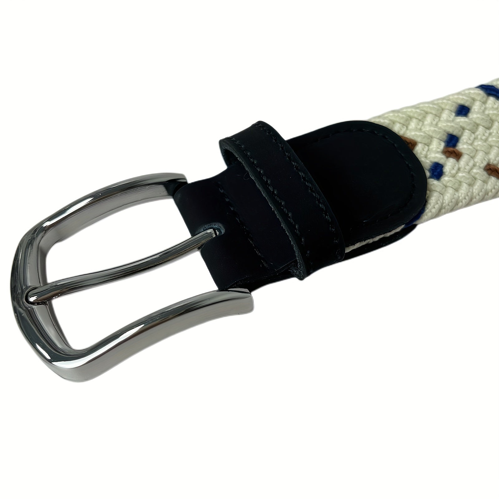 Casual Beige Square Plaited Belt Men's Canvas Woven Belt