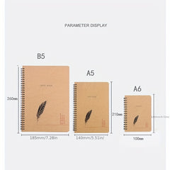 3pcs Retro Cowhide Coil Book A6 A5 B5 Notebook Notepad Plastic Binding