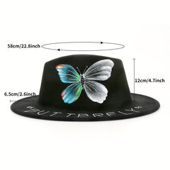 Hip Hop Fedora Cap Flag Butterfly Pattern Jazz Hat Cotton Patriotic Felt
