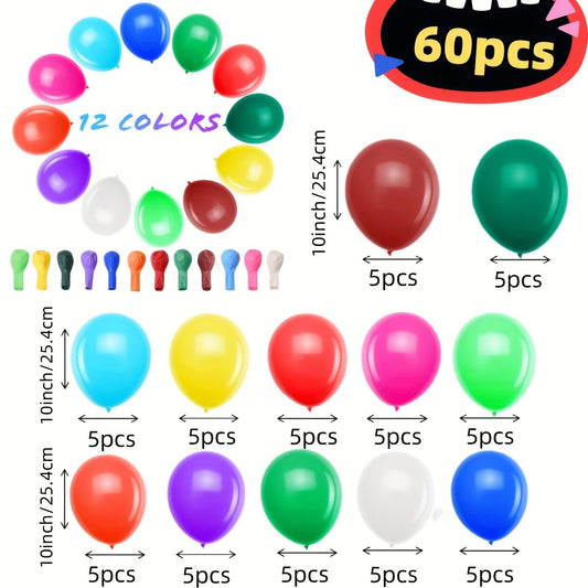 60 Pack Multicolor Latex Balloons Kids Birthday Party Assorted Rainbow Balloons