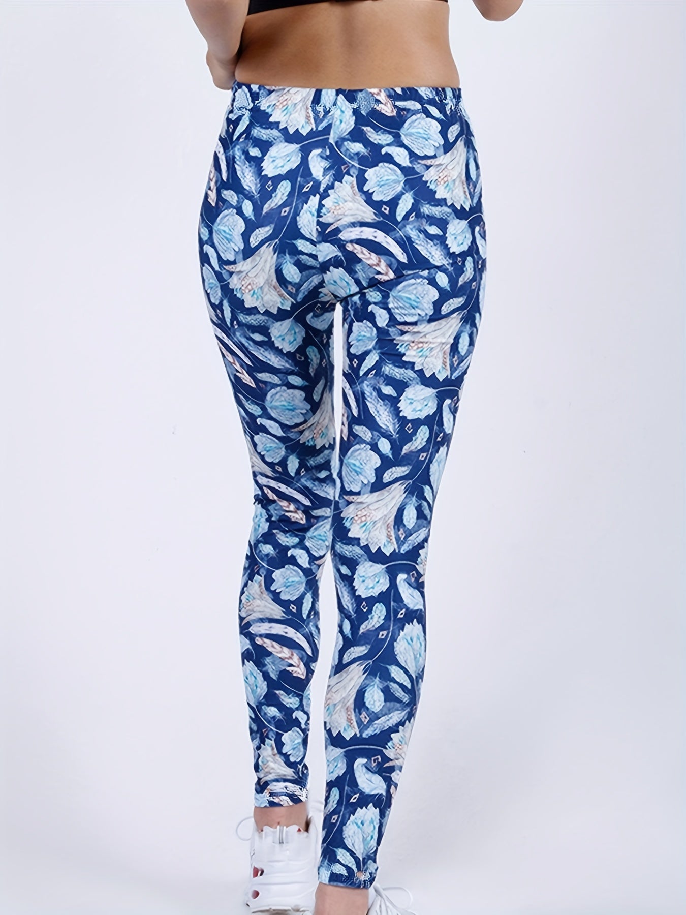 Bottom Plant Floral Print Leggings Women's Clothing