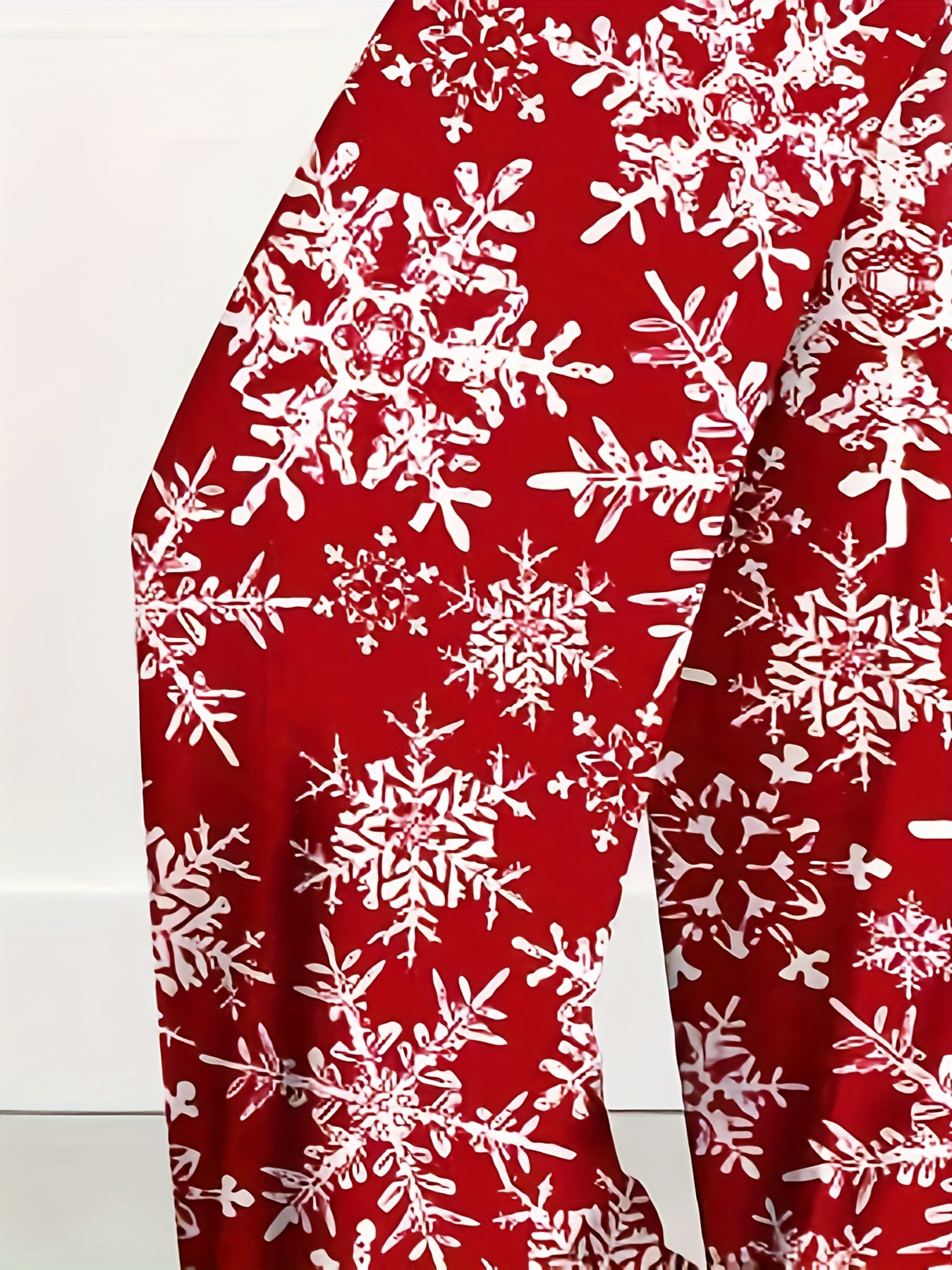  Snowflake Print Wide Leg Trousers with High Rise Elastic Waist