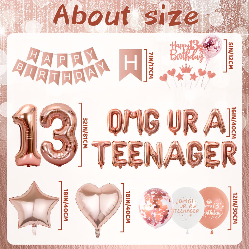 13th Birthday Decorations For Girls Rose Golden Party Supplies