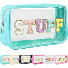 Large Clear Chenille Letters Makeup Bag for Travel
