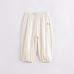 Girls Elastic Summer Cotton Trousers, Assorted Colors Kids Cuff Pants