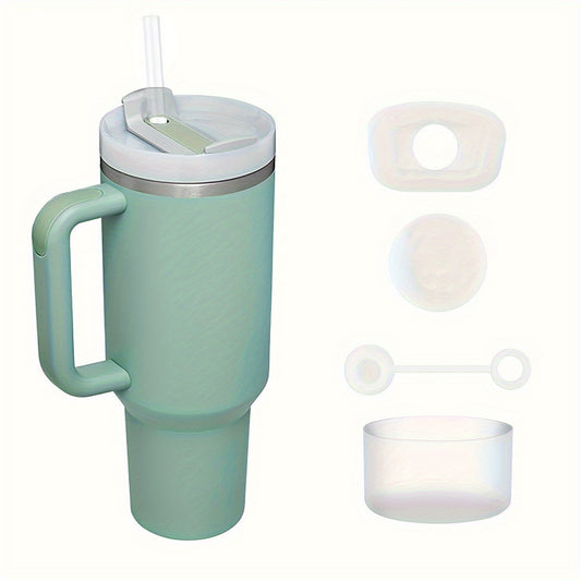 40 oz Tumbler with Handle and Straw Lid, Leakproof Silicone Boot