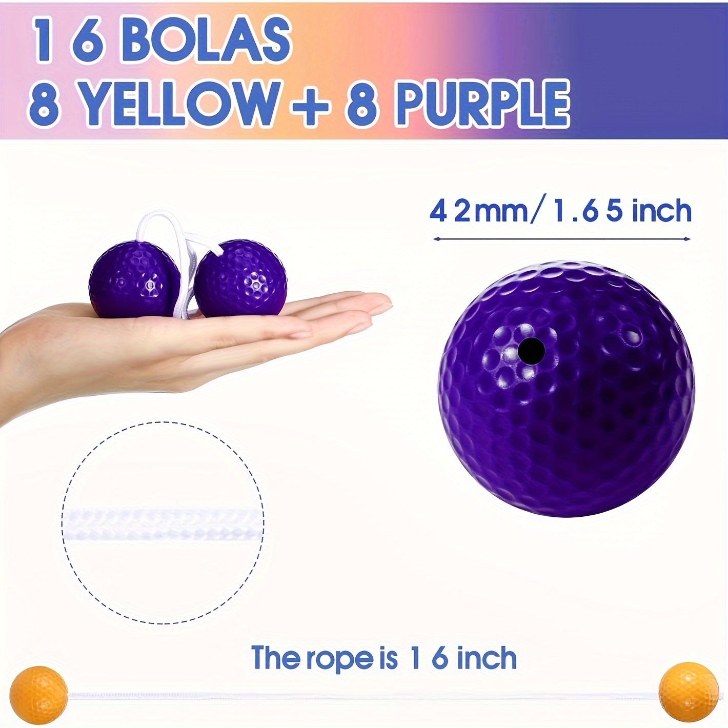 16 Pack Replacement Balls for Toss Game Set Purple Yellow