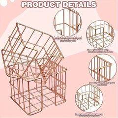 Rose Golden Sticky Note Holder Metal Cube Desktop Organizer