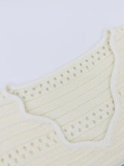Colorblock Cutout Knitted Pullover Sweater V Neck Long Sleeve
