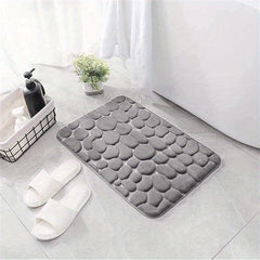Memory Foam Bath Rug Cobblestone Embossed Bathroom Mat