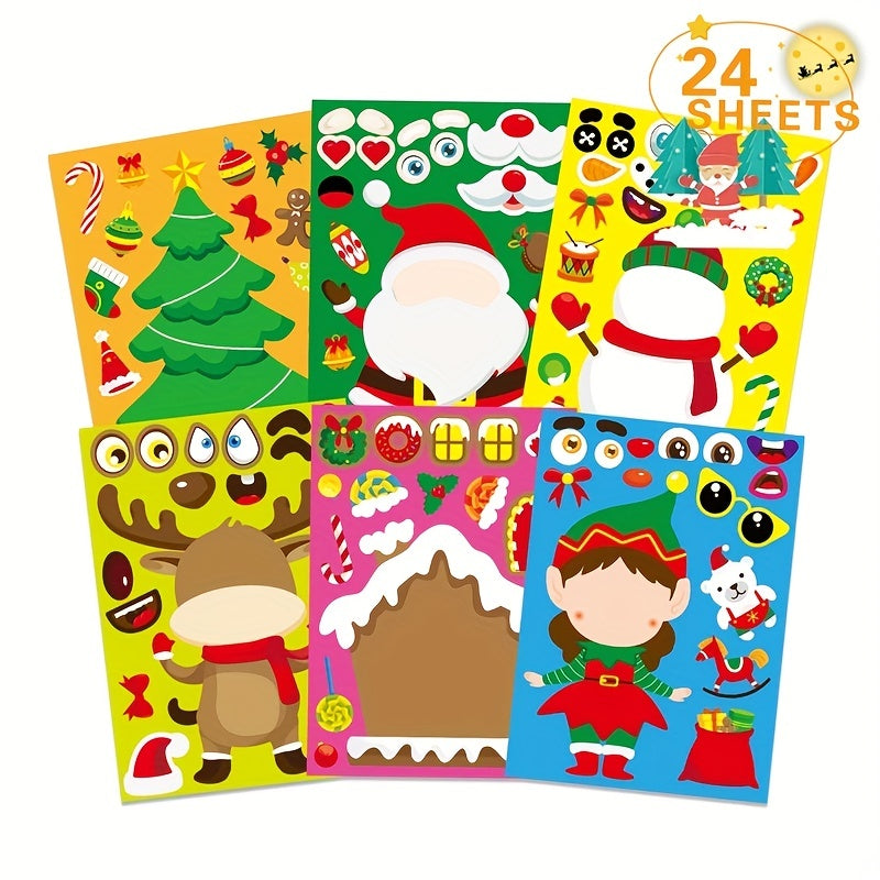 24pcs Christmas Stickers Santa Claus Snowman DIY Stickers
