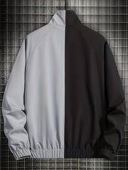 Men's Casual Stand Collar Zip Up Jacket For Spring Fall Outdoor