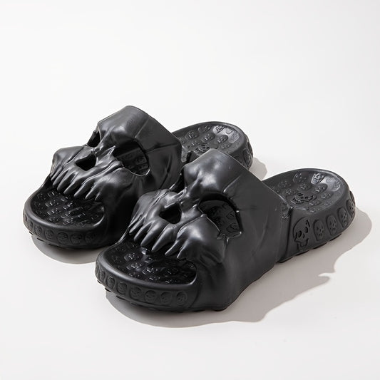 Men's Skull Head Slides Lightweight Non Slip Open Toe Quick Dry Slippers