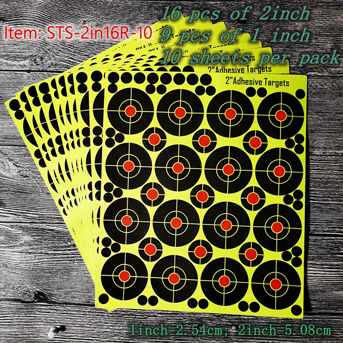 10 Pack Adhesive Splatter Targets 2.5" Plus 1" Bright Yellow Burst Upon Impact