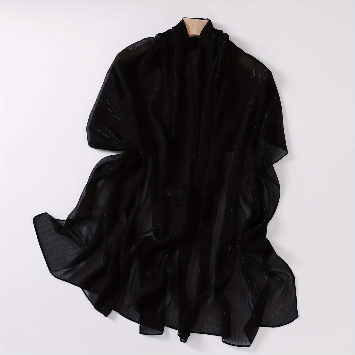 Silver Wire Chiffon Scarf Solid Silky Hijab Lightweight Shawl