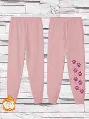 Women's Plus Dog Paw Graphic Fleece Joggers