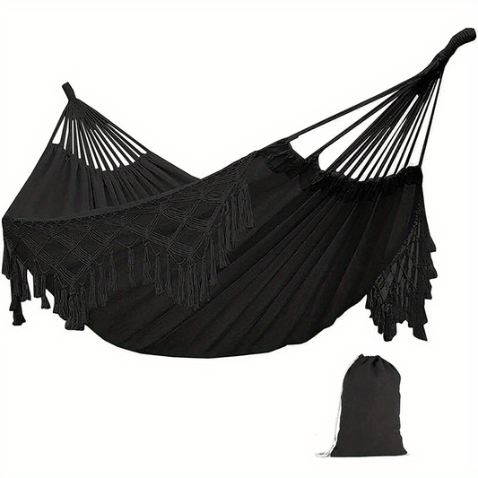 1pc Fringed Hammock With Straps for Outdoor Camping Travel
