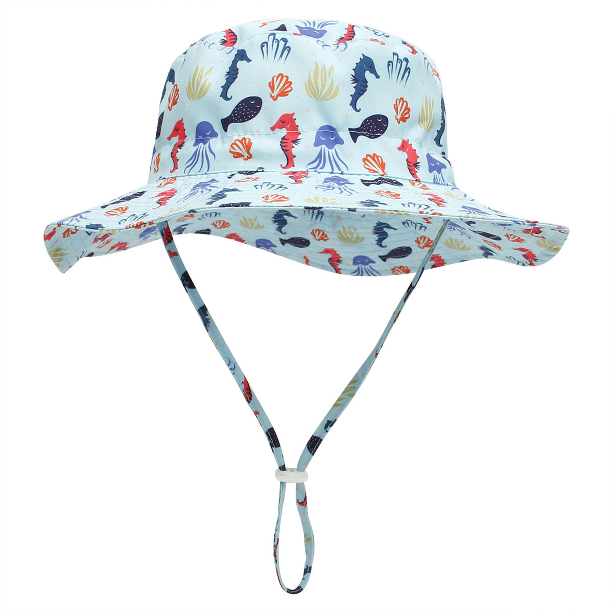 Seahorse Flowers Print Bucket Hat Sunscreen Wide Brim Beach Basin Hat