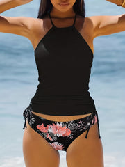 Backless Halter Swimsuit 2 Piece Set Tie Neck Beachwear