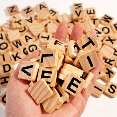Wooden Alphabet Letter Tiles Set Educational Spelling Toy