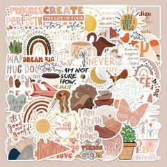 50pcs Bohemian Motivational Stickers for Notebooks Water Bottles & More