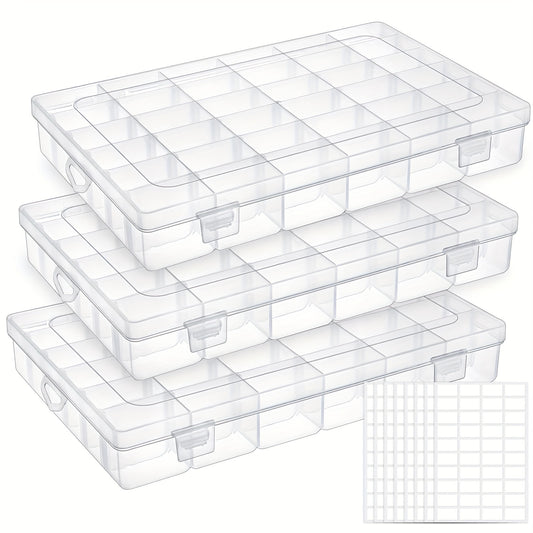 3 Pack 36 Grids Plastic Storage Box Divider Earring Bead Fishing Gear Jewelry