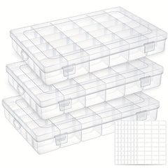 3 Pack 36 Grids Plastic Storage Box Divider Earring Bead Fishing Gear Jewelry