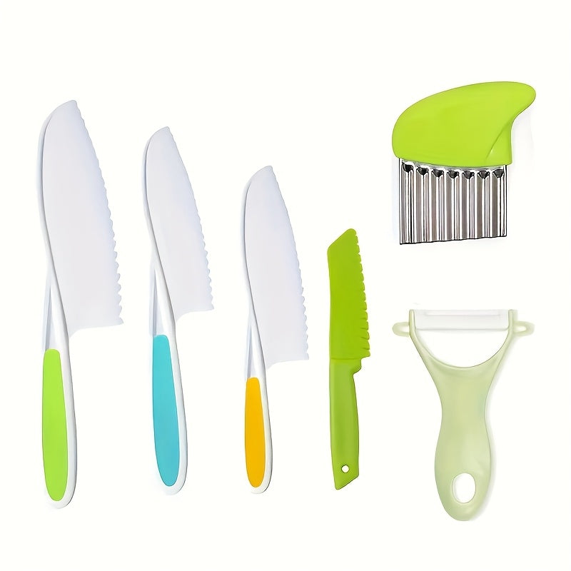 5pcs Colorful Kids Safe Cooking Set with Peeler Spatula Scrubb