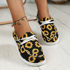 Women's Flat Canvas Shoes Lightweight Low Top Lace Up Loafers