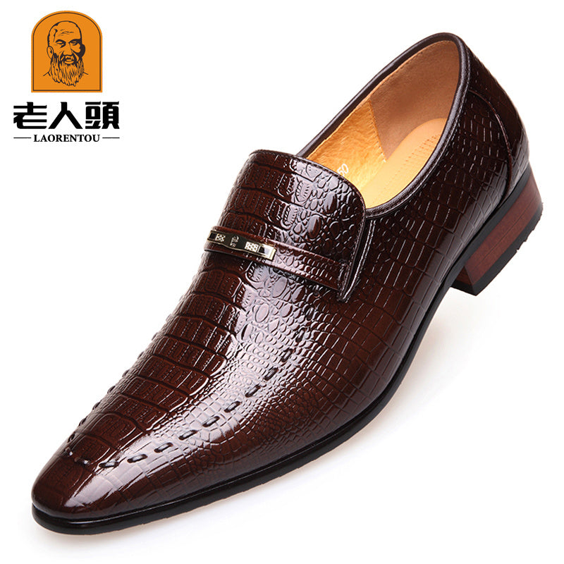 Crocodile Embossed Pointed Toe Oxford Shoes for Men
