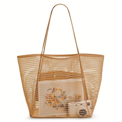 Large Capacity Mesh Beach Bag Grocery Shopping Bag Swimming Storage Bag