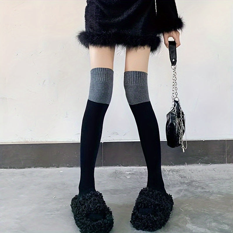 Colorblock Thigh High Socks Women's Stockings