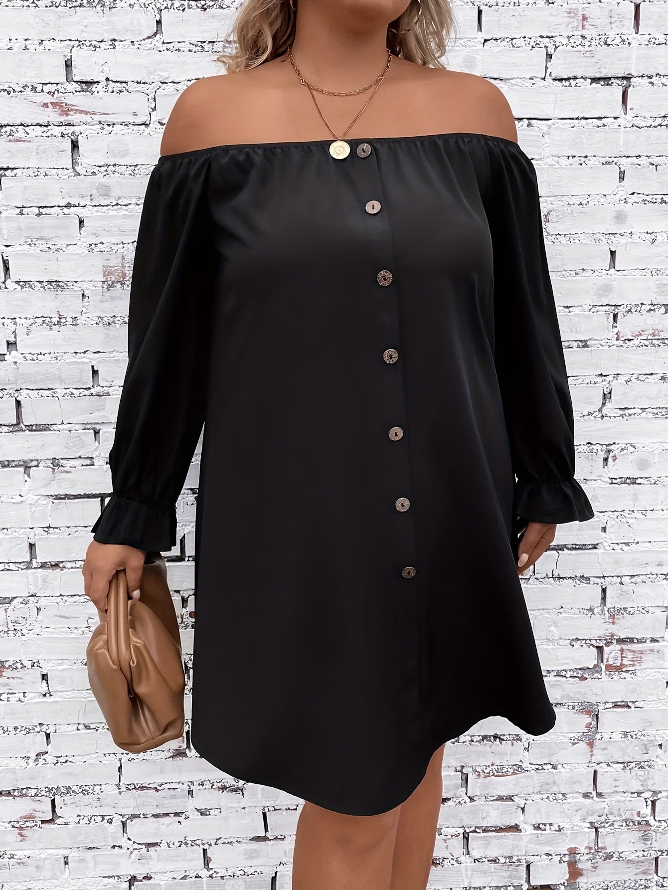  Casual Dress Off Shoulder Lantern Sleeve Dress