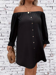 Casual Dress Off Shoulder Lantern Sleeve Dress
