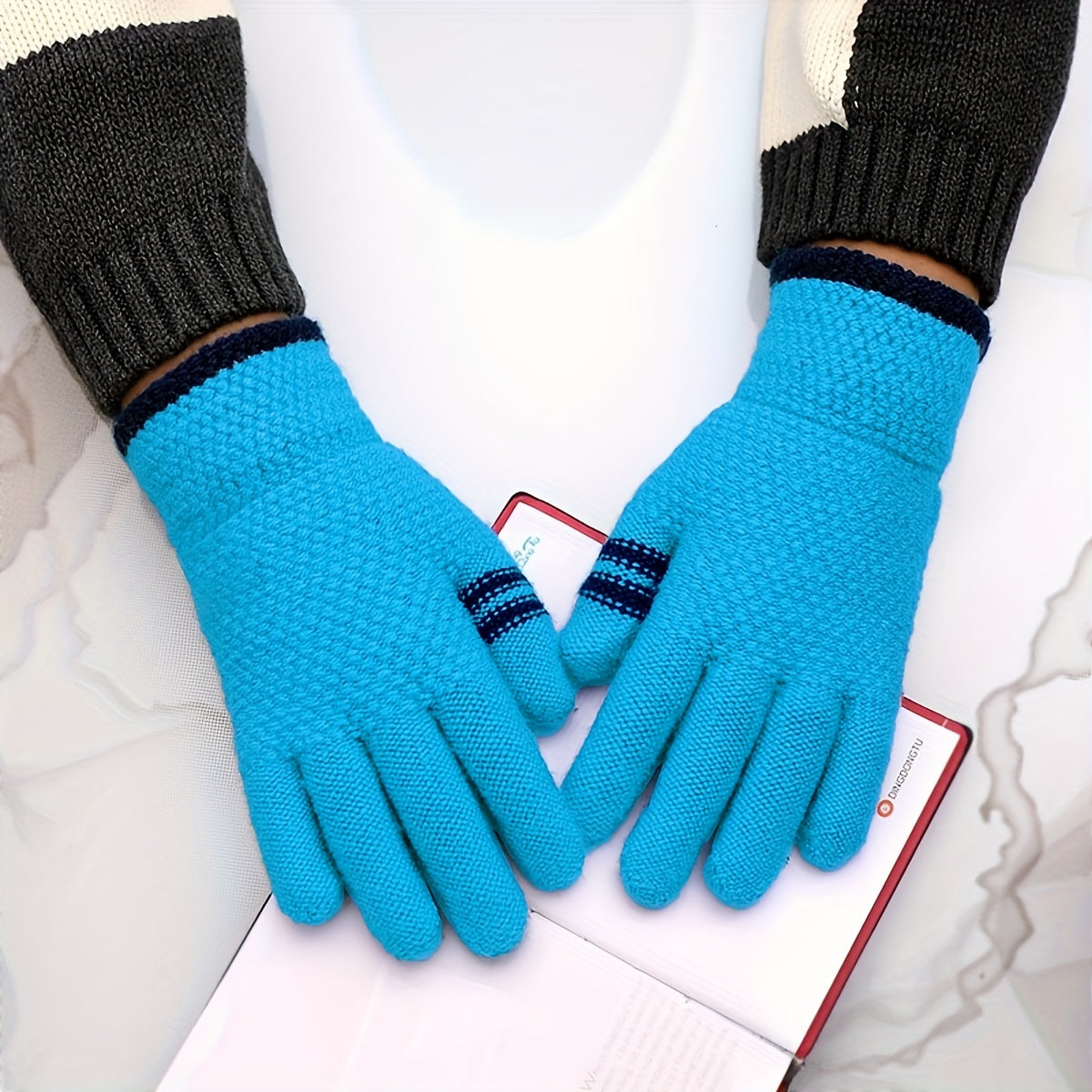 Kids Winter Gloves Thickened Knitted Coldproof Full Finger