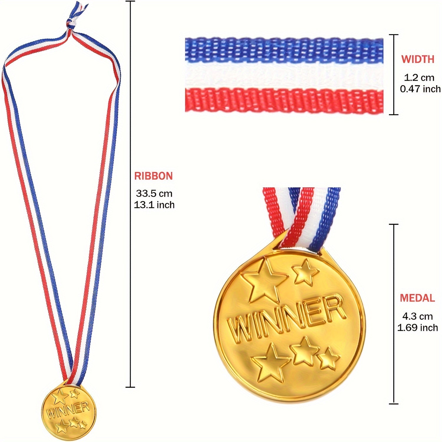 10pc Plastic Winner Award Medals Olympic Style