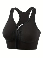 4pcs Front Zipper Sport Tank Bras Racerback Intimates Bras Women's Underwear