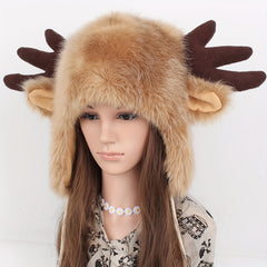 Head Plush Hat Cartoon Ear Protection Warm Cap For Women