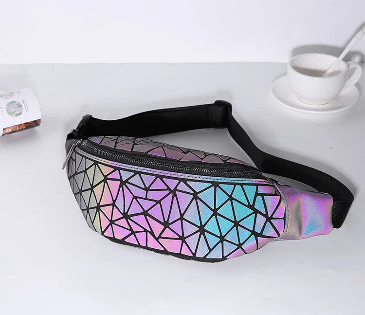 Women Chest Bags Luminous Geometry Waist bag Colorful Fanny Packs