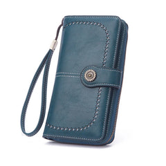 Vintage Hollow Women Wallet Money Clip Leather Clutch Retro Female Long Purse