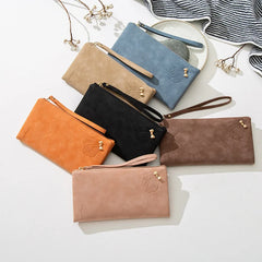 Women's Long Wallet Frosted Zipper Bow Large Capacity Wallet