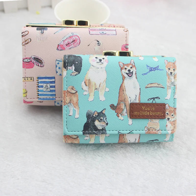 Women's Short Three-Fold Wallet - Animal Print