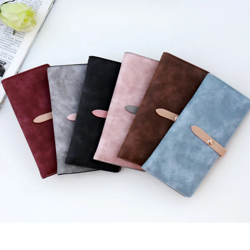 Long Frosted Zipper PU Leather Wallet Women's