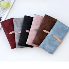 Long Frosted Zipper PU Leather Wallet Women's