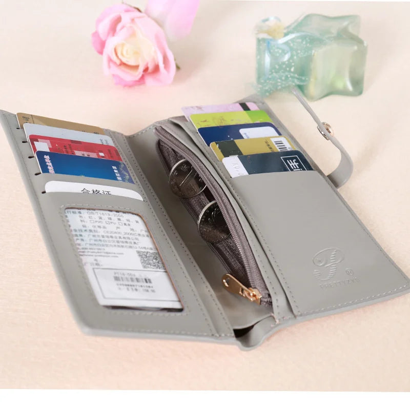 Long Frosted Zipper PU Leather Wallet Women's