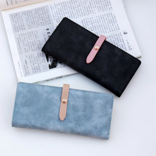 Long Frosted Zipper PU Leather Wallet Women's