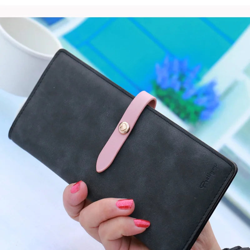 Long Frosted Zipper PU Leather Wallet Women's